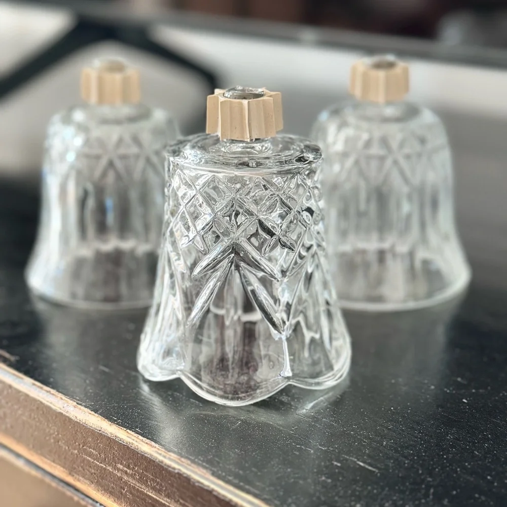 1/ Home Interiors Clear Cut Glass Diamond Pattern Votive Candle Holders